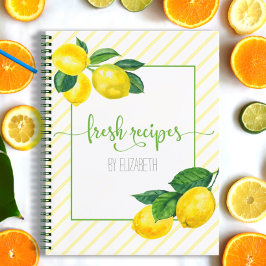 Libro de recetas, acuarela de limón de país, rayas