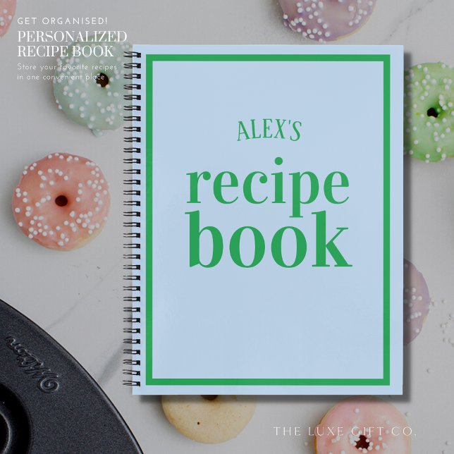 Libro de recetas azul y verde retro para escribir (Subido por el creador)