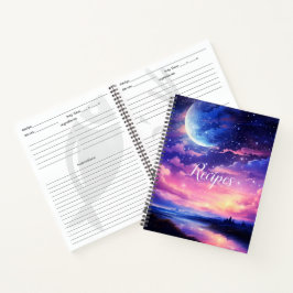 Libro de recetas Celestial Full Moon Stars Clouds