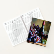 Libro de recetas con vino y uvas