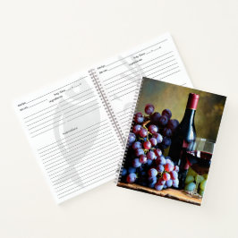 Libro de recetas con vino y uvas