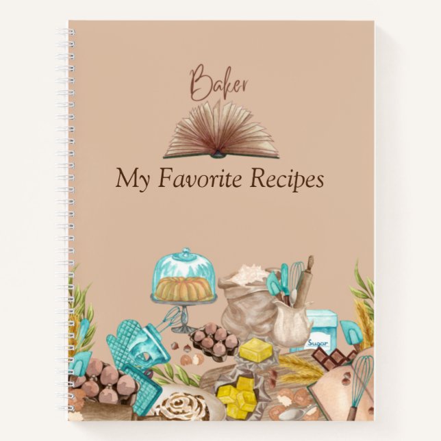 Libro de recetas de Baker personalizable (Anverso)
