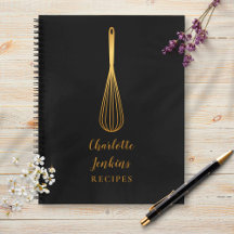 Libro de Recetas de Batidor de Oro Negro Elegante