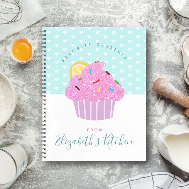 Libro de recetas de bizcocho rosa corazón dulce tu (Choose from 3 color combos!)
