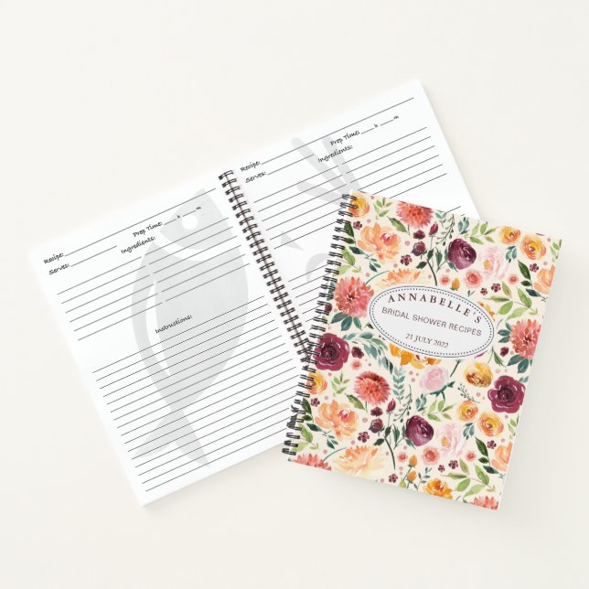 Libro de recetas de boda floral Borgoña Paprika (Interior)