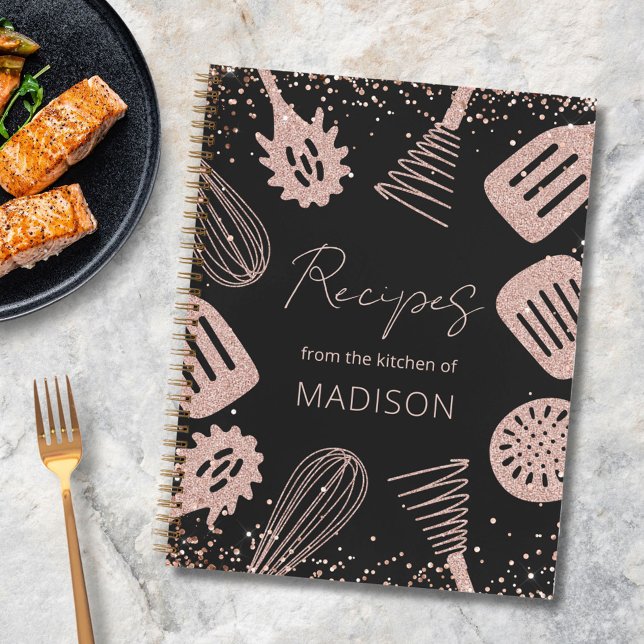 Libro de Recetas de Cocina con Brillo de Oro Rosa  (In situ)