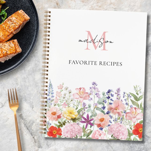 Libro de recetas de cocina con flores acuarela mon (Subido por el creador)