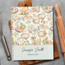 Libro de Recetas de Cocina de Comida con Acuarela