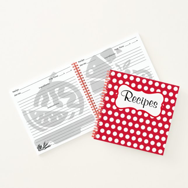 Libro de Recetas de Cocina Rojo Retro Regalo (Interior)