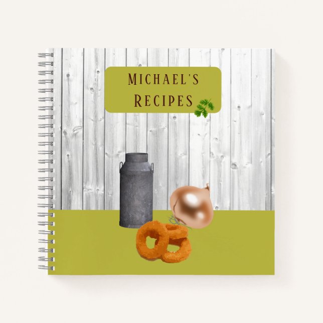 Libro de Recetas de Cocina Rústica con Nombre (Anverso)