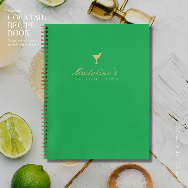 Libro de recetas de cócteles verde y dorado en bla (Subido por el creador)