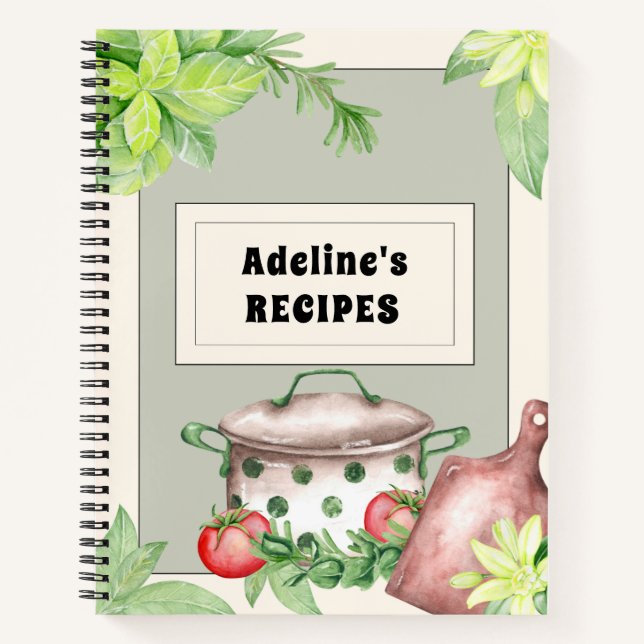 Libro de recetas de crema y verde rellenable (Anverso)
