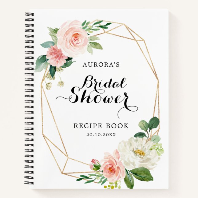Libro de Recetas de Desayuno Nupcial Floral Rosa P (Anverso)