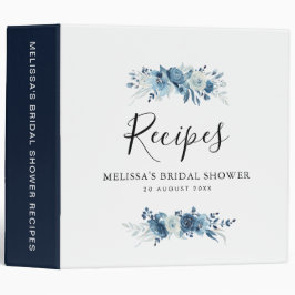 libro de recetas de ducha de novia floral y azul e
