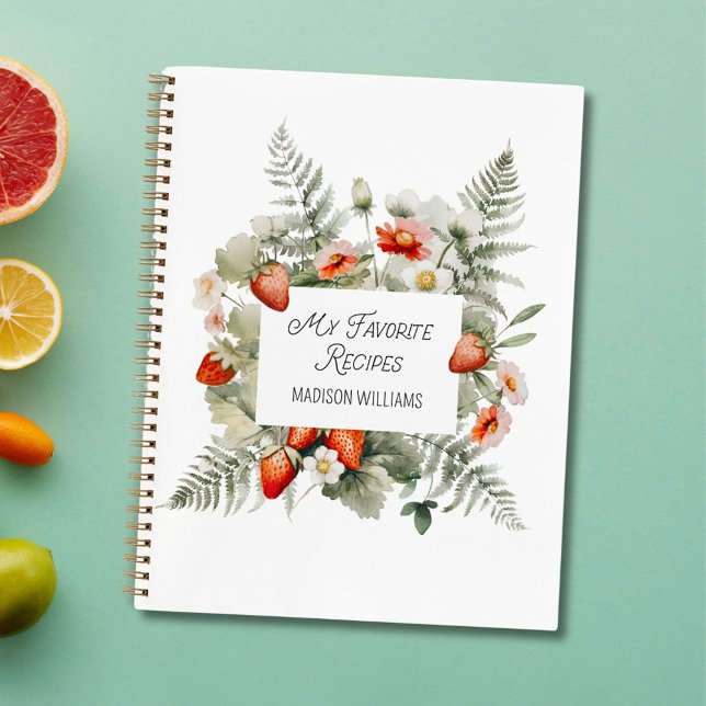 Libro de Recetas de Flores y Hojas de Fresa Roja V (Close up)