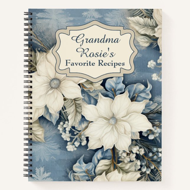 Libro de recetas de la abuela personalizado Floral (Anverso)