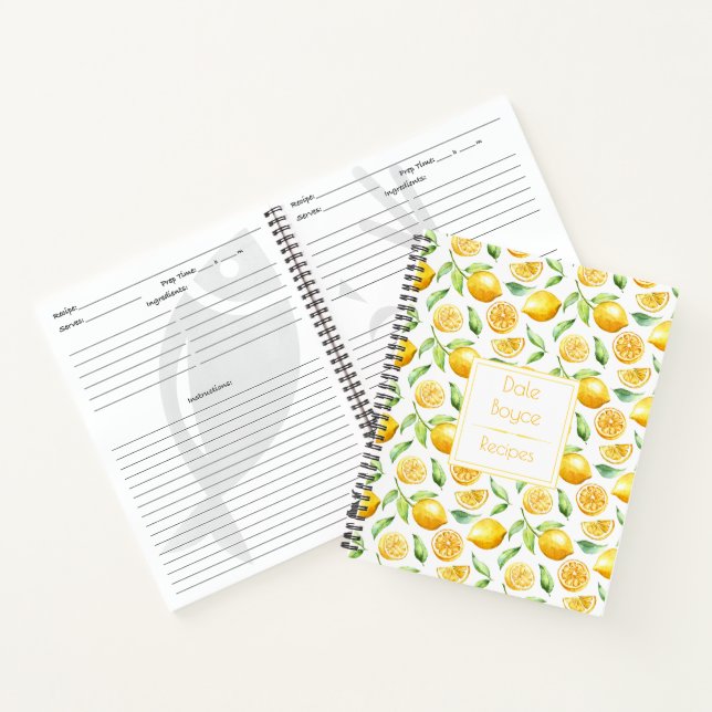 Libro de Recetas de Limones y Hojas Acuarela #2 (Interior)