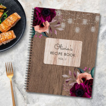 Libro De Recetas De Luz De Madera De Flores Purpúr