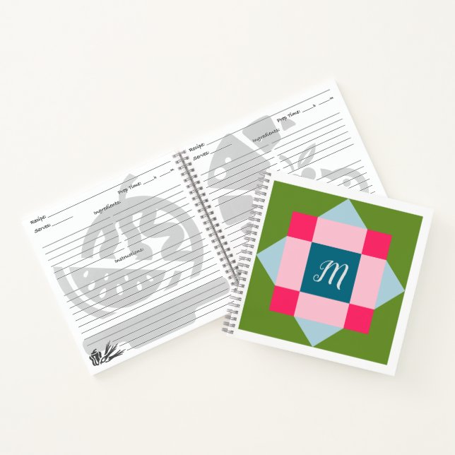 Libro de recetas de monograma Barn Quilt (Interior)