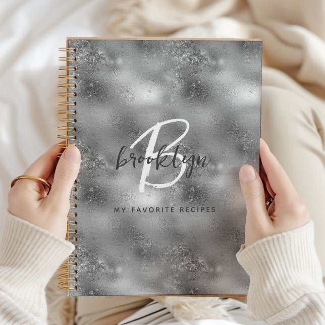 Libro de Recetas de Monograma de Plata Glam (Subido por el creador)