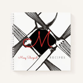 Libro de recetas de monograma de silverware de vin