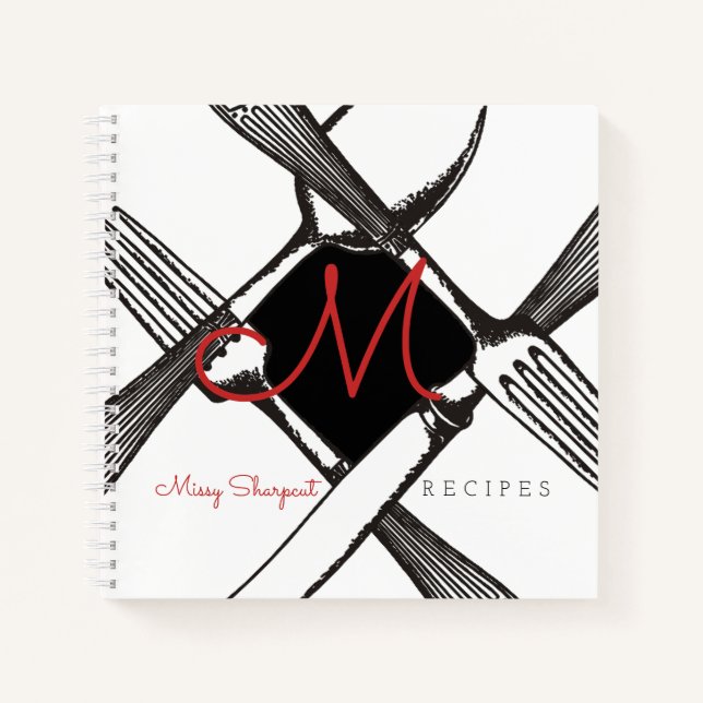 Libro de recetas de monograma de silverware de vin (Anverso)