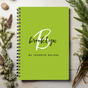 Libro de Recetas de Monograma Verde Lima Negro y B