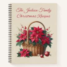 Libro de recetas de Navidad personalizado Poinsett