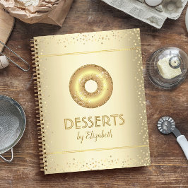 Libro de recetas de oro brillo donut moderno chic