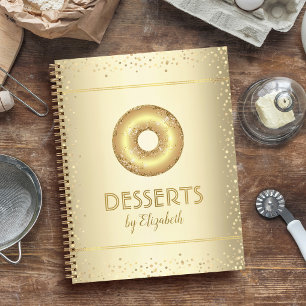 Libro de recetas de oro brillo donut moderno chic