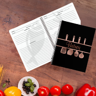 Libro de Recetas de Oro Rosa Utensilios Personaliz