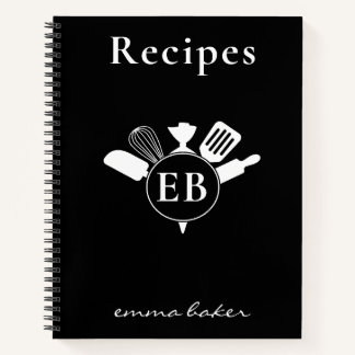 Libro de Recetas de Panadería Negra Personalizado