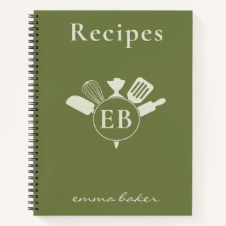 Libro de Recetas de Panadería Verde Personalizado