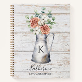 Libro de Recetas de Rosa Monograma Rústica de Algo