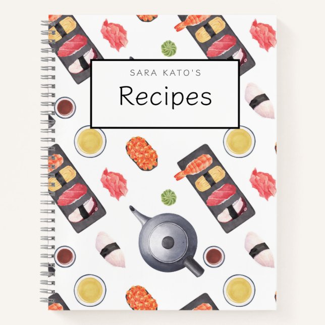 Libro de recetas del patrón nigiri de sushi japoné (Anverso)