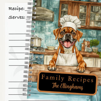 Libro de Recetas en Espiral del Chef Perro Boxer