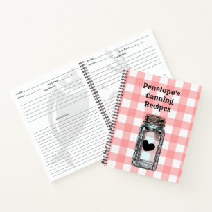 Libro de recetas en lata Pink Gingham y tu nombre