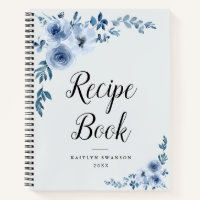 libro de recetas floral azul polvoriento