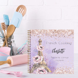 Libro de recetas francés cocina violeta rosa París