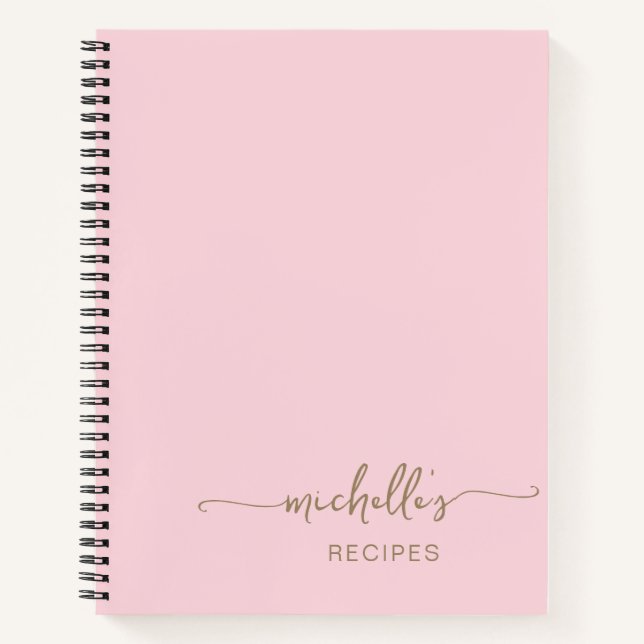 Libro de Recetas Gold Signature Script Tono Rosa R (Anverso)