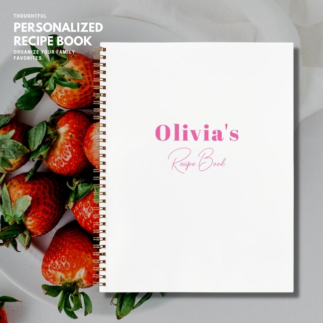 Libro de recetas minimalista personalizado rosa (Subido por el creador)