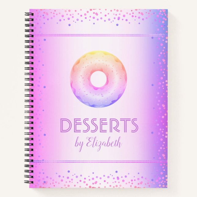 Libro de recetas morado de purpurina de arcoiris (Anverso)