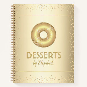Libro de recetas oro purpurina de donut moda moder