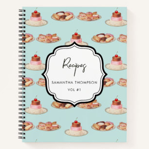 Libro de recetas personalizadas de repostería retr