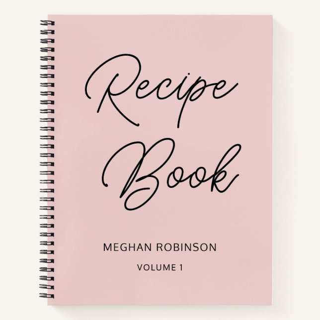 Libro de Recetas Personalizadas Girly Script Blush (Anverso)