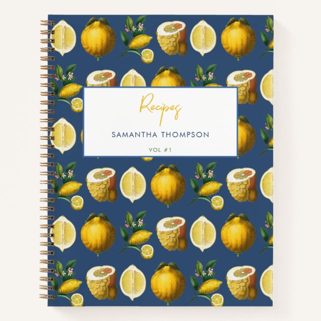 Libro de Recetas Personalizadas Retro Limones Cítr (Anverso)