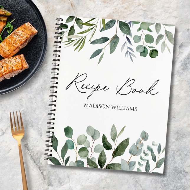 Libro de recetas personalizado Elegante Verde Euca (In situ)
