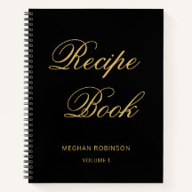 Libro de Recetas Personalizado Femenino Negro y Do