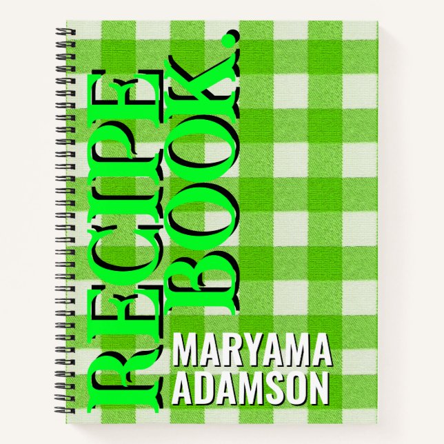 Libro de Recetas Personalizado. | Green Gingham Pl (Anverso)