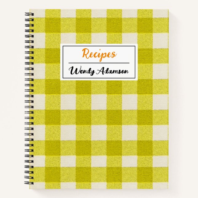 Libro de Recetas Retro Vintage. | Yellow Gingham P (Anverso)